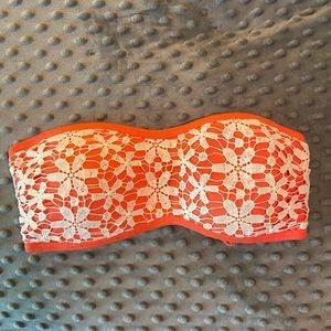 aerie strapless coral bikini top